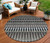 8' Black Gray And Blue Round Southwestern Washable Indoor Outdoor Area Rug