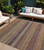 9' X 12' Orange Striped Washable Non Skid Indoor Outdoor Area Rug