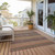 9' X 12' Orange Striped Washable Non Skid Indoor Outdoor Area Rug