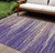 10' X 14' Purple Copper And Ivory Striped Washable Indoor Outdoor Area Rug