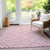 9' X 12' Pink And Ivory Geometric Washable Indoor Outdoor Area Rug Transitional Style - Pink, Ivory Color