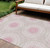 9' X 12' Pink Blush And Ivory Floral Medallion Washable Indoor Outdoor Area Rug