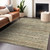 10' X 14' Beige Striped Washable Indoor Outdoor Area Rug