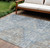 9' X 12' Denim Blue And Beige Geometric Washable Indoor Outdoor Area Rug