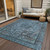 9' X 12' Blue And Gray Medallion Washable Indoor Outdoor Area Rug