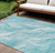 8' X 10' Teal Blue Aqua And Ivory Abstract Washable Indoor Outdoor Area Rug