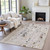 8' X 10' Linen And Gold Abstract Washable Indoor Outdoor Area Rug