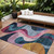 9' X 12' Green Pink And Teal Blue Abstract Washable Indoor Outdoor Area Rug