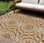9' X 12' Orange Copper And Beige Floral Medallion Washable Indoor Outdoor Area Rug