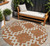 8' Brown And Ivory Round Geometric Washable Indoor Outdoor Area Rug - 608219320577