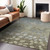 9' X 12' Khaki And Gray Floral Washable Indoor Outdoor Area Rug
