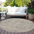 8' Beige And Gray Round Striped Washable Indoor Outdoor Area Rug - Beige, Gray