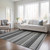 10' X 14' Black Striped Washable Indoor Outdoor Area Rug