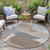 8' Brown And Gray Round Abstract Washable Indoor Outdoor Area Rug - Brown, Gray