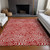 10' X 14' Red And Ivory Abstract Washable Indoor Outdoor Area Rug Transitional Style - Red, Ivory Color