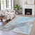 9' X 12' Teal Blue And Gray Abstract Washable Indoor Outdoor Area Rug - 880016450613