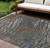 9' X 12' Charcoal Brown And Copper Abstract Washable Indoor Outdoor Area Rug