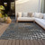 9' X 12' Charcoal Brown And Copper Abstract Washable Indoor Outdoor Area Rug