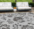 9' X 12' Gray Charcoal And Silver Floral Washable Indoor Outdoor Area Rug Transitional Style - Gray, Charcoal, Silver Color