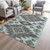 10' X 14' Mint Green And Charcoal Tribal Washable Indoor Outdoor Area Rug