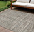 9' X 12' Beige And Gray Striped Washable Indoor Outdoor Area Rug - Beige, Gray