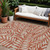 10' X 14' Orange And Ivory Floral Washable Indoor Outdoor Area Rug