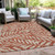 10' X 14' Orange And Ivory Floral Washable Indoor Outdoor Area Rug