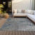 9' X 12' Silver Blue And Brown Abstract Washable Indoor Outdoor Area Rug