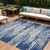 9' X 12' Navy Blue And Ivory Striped Washable Indoor Outdoor Area Rug - 608219058364