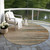 8' Taupe Copper And Green Round Striped Washable Indoor Outdoor Area Rug