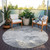 8' Gray And Beige Round Abstract Washable Indoor Outdoor Area Rug