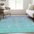 8' X 10' Sky Blue And Teal Blue Ombre Washable Indoor Outdoor Area Rug