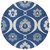 8' Navy Blue And Ivory Round Medallion Washable Indoor Outdoor Area Rug - Navy Blue, Ivory