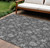 10' X 14' Gray Charcoal And Silver Floral Washable Indoor Outdoor Area Rug - Gray, Charcoal, Silver