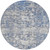 8' Blue And Denim Blue Round Floral Washable Indoor Outdoor Area Rug