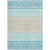 9' X 12' Teal Blue Aqua And Ivory Geometric Washable Indoor Outdoor Area Rug