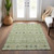 9' X 12' Sage Ivory And Teal Blue Geometric Washable Indoor Outdoor Area Rug