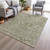 10' X 14' Fern Green And Beige Floral Medallion Washable Indoor Outdoor Area Rug