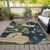 9' X 12' Navy Blue Gold And Olive Green Abstract Washable Indoor Outdoor Area Rug