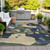 9' X 12' Navy Blue Gold And Olive Green Abstract Washable Indoor Outdoor Area Rug