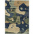 9' X 12' Navy Blue Gold And Olive Green Abstract Washable Indoor Outdoor Area Rug