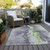 9' X 12' Lavender And Lime Green Abstract Washable Indoor Outdoor Area Rug