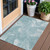 8' X 10' Teal Blue And Aqua Abstract Washable Indoor Outdoor Area Rug
