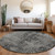8' Round Gray Round Abstract Washable Non Skid Indoor Outdoor Area Rug - 608219283186