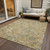 8' X 10' Wheat Blue And Ivory Floral Washable Indoor Outdoor Area Rug