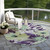 8' Purple And Lavender Round Floral Washable Indoor Outdoor Area Rug