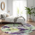 8' Purple And Lavender Round Floral Washable Indoor Outdoor Area Rug