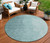 8' Teal Blue And Aqua Round Abstract Washable Indoor Outdoor Area Rug - Teal Blue, Aqua