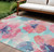 9' X 12' Pink And Sky Blue Floral Washable Indoor Outdoor Area Rug