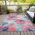 9' X 12' Pink And Sky Blue Floral Washable Indoor Outdoor Area Rug
